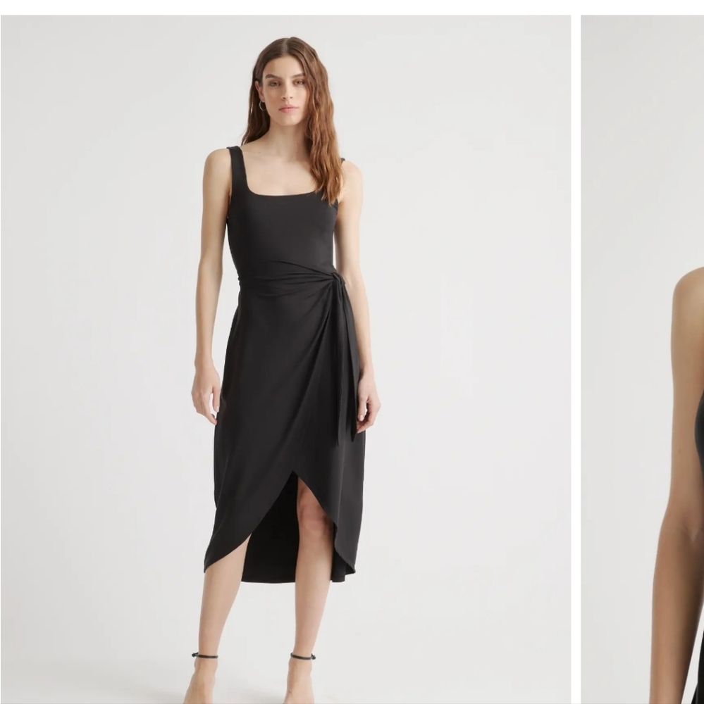 Quince Tensel Jersey Side Tie Dress Black XL